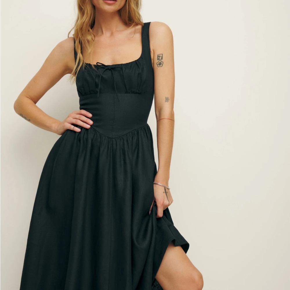 NWOT Reformation Balia Linen Dress Black